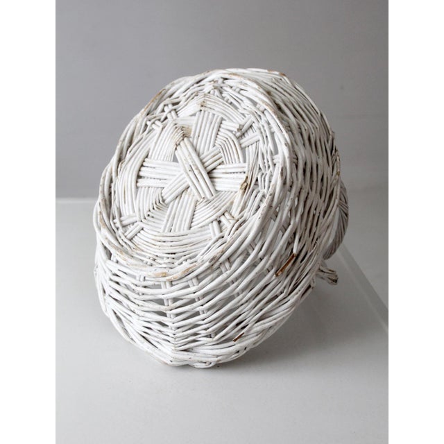 Vintage White Wicker Gathering Basket With Double Handles For Sale - Image 17 of 17