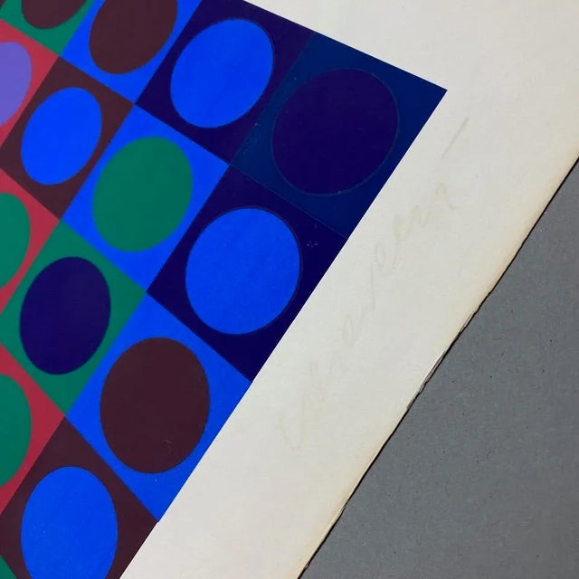 Elevate your space with a masterpiece: victor vasarely's "marc cf" screen print. experience the iconic artistry of victor...
