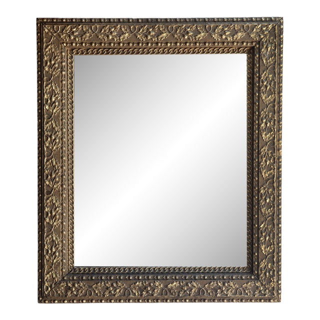 Victorian Gessoed Wood Mirror in Melon/Coral For Sale