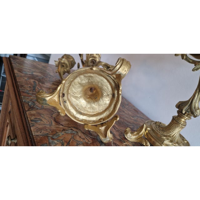 Antique Louis XV Candleholders in Gilt Bronze, Set of 2 For Sale - Image 15 of 18