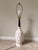 1960s Mid-Century Modern White Ceramic Table Lamp With Walnut Wood Neck and Lampshade For Sale - Image 11 of 12