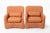 Pair of "Bicia" armchairs, designed by Carlo Bartoli for Arflex, 1970s. Design date: 1969. Fibeglass structure and orange...