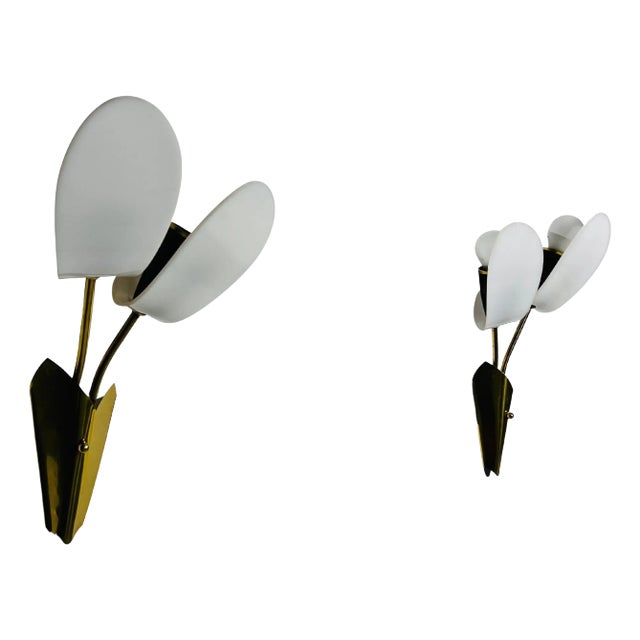 Pair of Mid-Century Brass and Plexi Glass Wall Lamps, Italy, 1960s For Sale