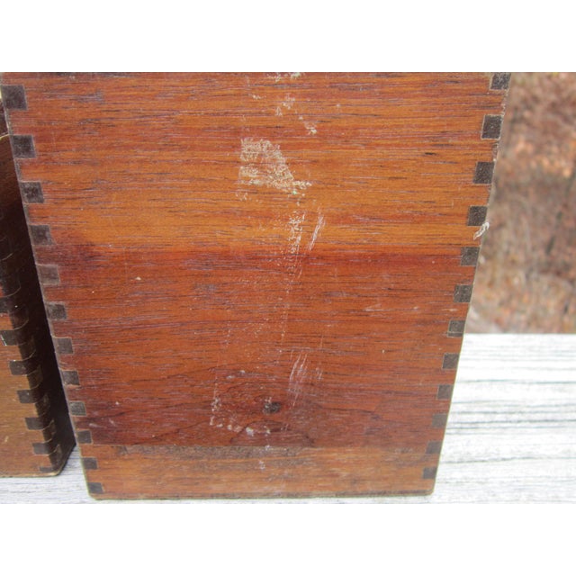 Vintage Wood Kitchen Canisters MCM Hand Carved Hardwood Japan CI Star Nesting Kitchen Storage Set of 2 For Sale - Image 9 of 12