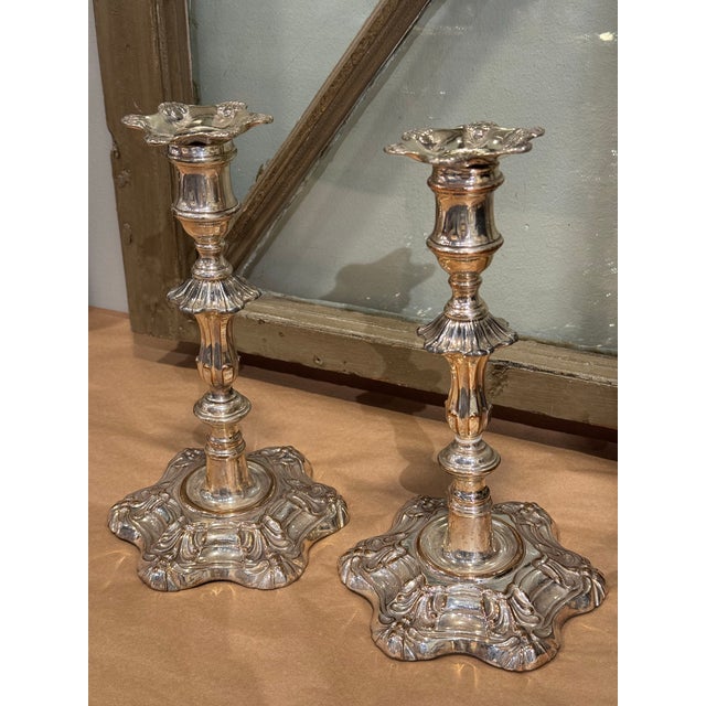 Early 20th Century Antique Silver Plate Candlesticks For Sale - Image 5 of 7