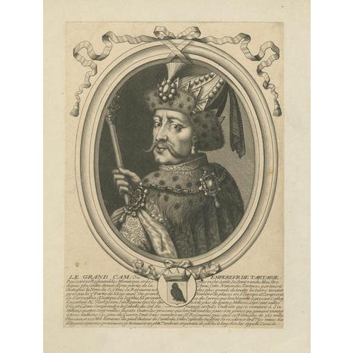 Nicolas de Larmessin, Grand Khan of Tartary Portrait, 1660, Engraving For Sale - Image 3 of 10