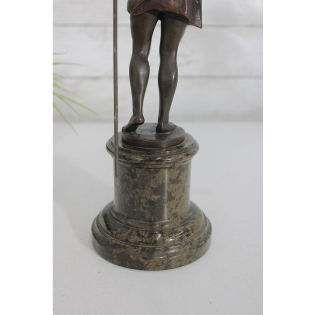 13" Signed 1910s Hans Keck German Bronze Shepherd Statue, Antique Berlin School Fine Art Sculpture, Executive Desk Decor, Library Mantel Gift For Sale - Image 10 of 14