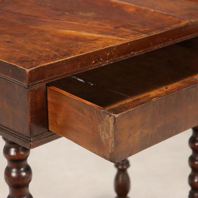 Antique Walnut Sewing Table with Drawer, Italy, Late 19th Century For Sale - Image 3 of 9