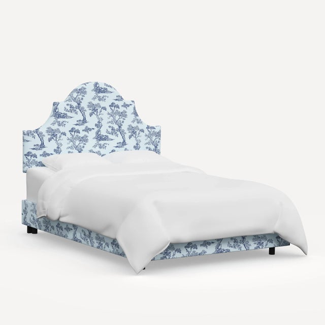 Textile Red from Scalamandre crafted by Cloth & Company Geneva Queen Bed, Blue Toile For Sale - Image 7 of 7