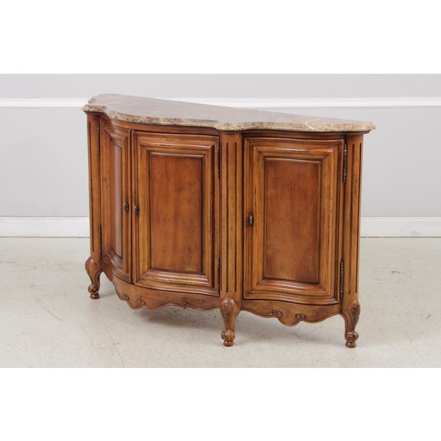 French Country Century Country French Marble Top Credenza Sideboard For Sale - Image 3 of 16