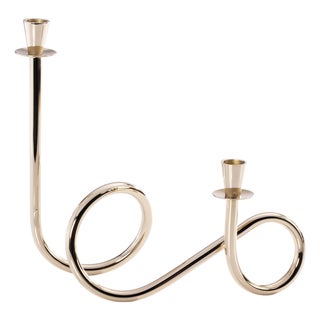 Breda 2-Tier Brass Candle Holder, Gold For Sale