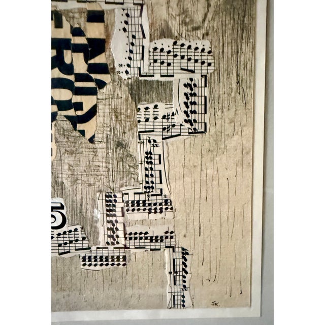 Tan Jiri Kolar, Original Guggenheim Museum Exhibited Jiri Kolar Collage Art Abstract Music Notes, c.1960's-1970's For Sale - Image 8 of 12