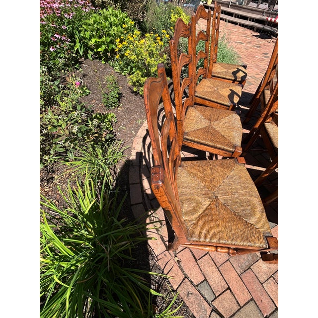 Wood Ladderback Rush Seat Dining Chairs -Set of 10 For Sale - Image 7 of 17
