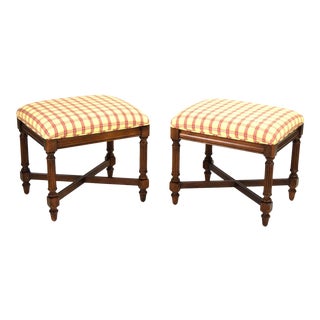Pair Vintage Federal Style Mahogany Ottomans or Stools by Gordon’s For Sale