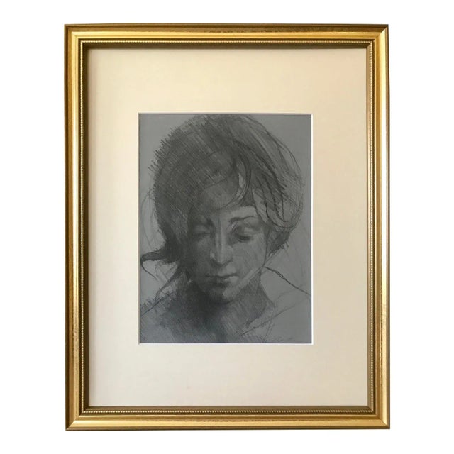 Printmaking Materials Portrait of a Girl Original Lithograph by Robert James Baxter For Sale - Image 7 of 7