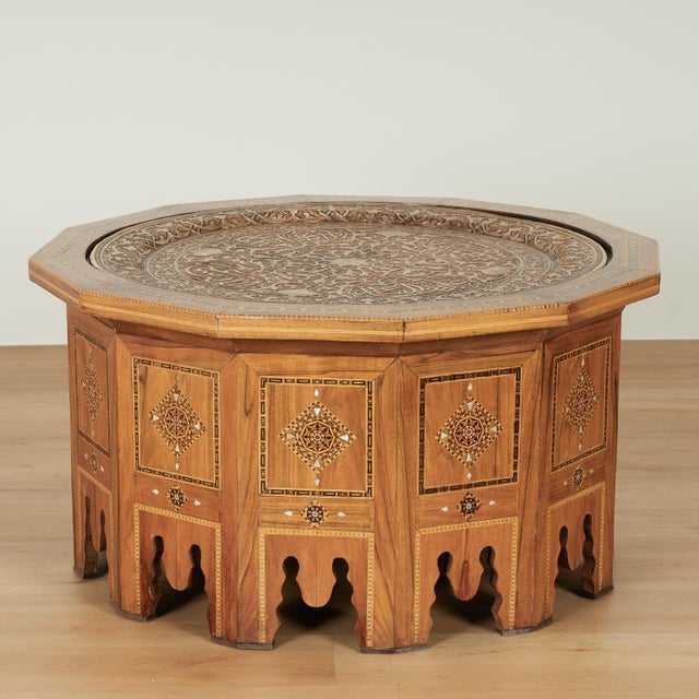 1920s Antique Moroccan Inlaid Table With Tray Top For Sale - Image 5 of 15