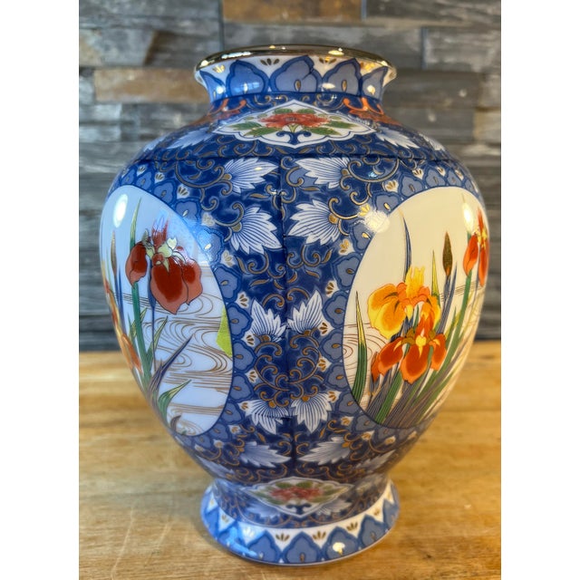 Blue Asian Floral Blue Porcelain Vase For Sale - Image 8 of 13