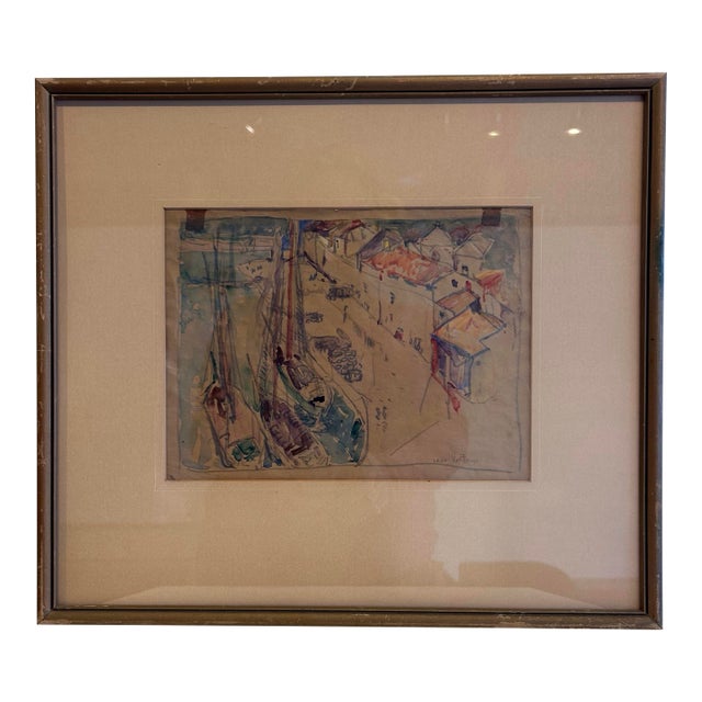 1940s Original Watercolor Painting by Julius Lars Hoftrup From Kjevlinge, Sweden For Sale