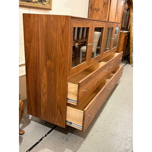 2020s Room & Board Hudson Walnut Glass Door Storage Cabinet For Sale - Image 5 of 12