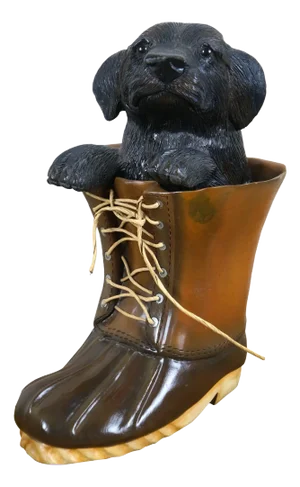 John Garton Jd Adkins Hand Carved Puppy Dog Mucker Boot Piggy Coin Bank