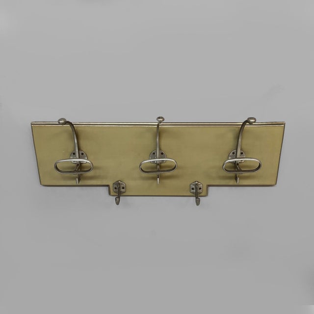 Mid-Century Modern Italian Wooden and Metal Wall Coat Rack, 1950s For Sale - Image 6 of 16
