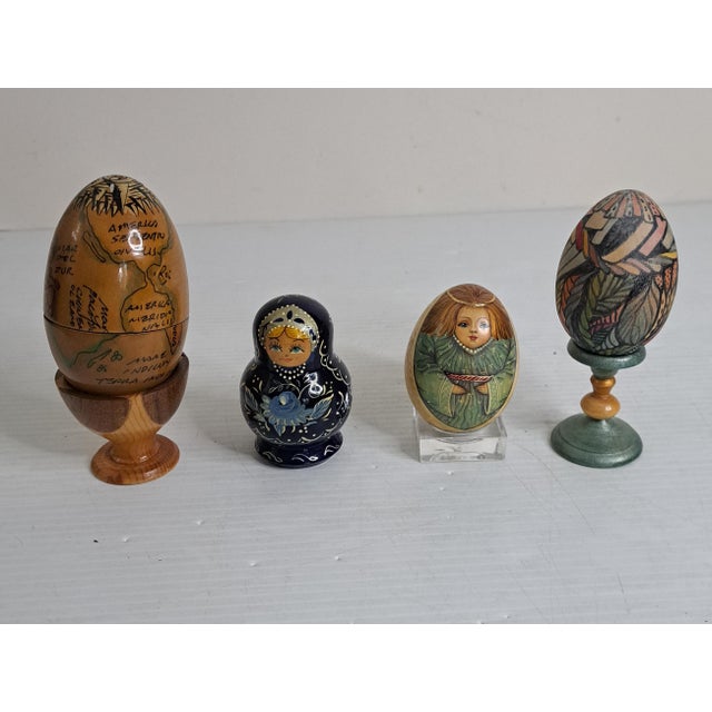 SKU: OT 3390 Vintage Lot 3 Russian Hand Painted Wooden Egg Sets Plus Matryoshka Dolls Lovely collection of vintage Russian...