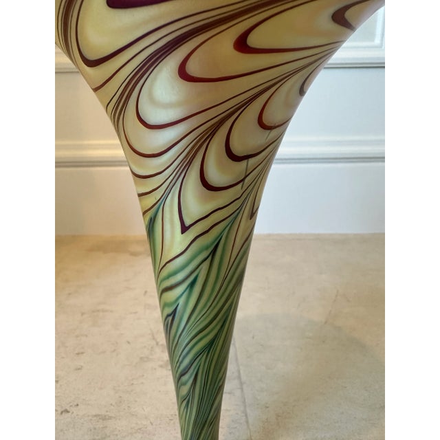 1990’s Lundberg Art Glass Fluted Vase For Sale - Image 9 of 17
