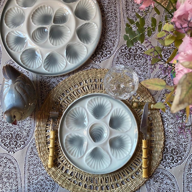 Vintage French Majolica Oyster Plates from Orchies Moulin des Loups, 1960s, Set of 6 For Sale - Image 4 of 6