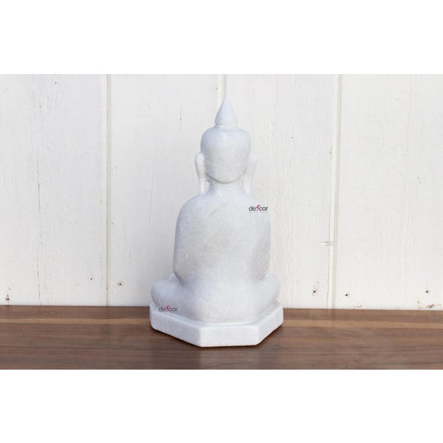 1990s Table Top Pure White Marble Buddha For Sale - Image 5 of 9