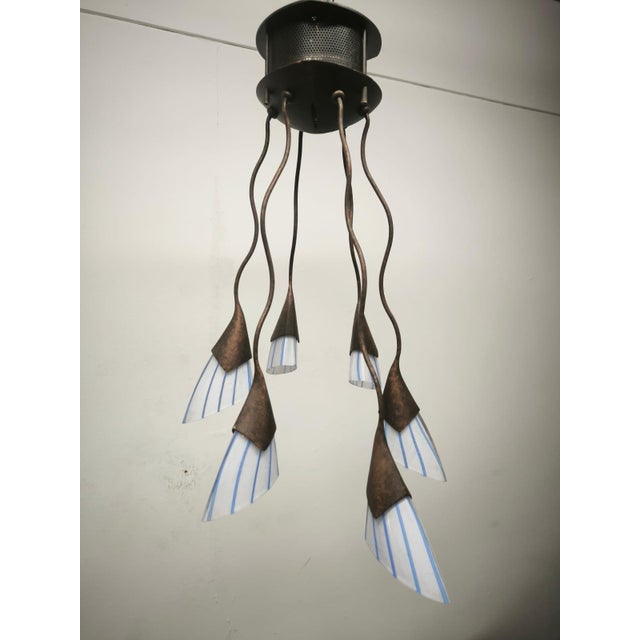 Blue 6-Light Chandelier Lamp International, 1990s For Sale - Image 8 of 14