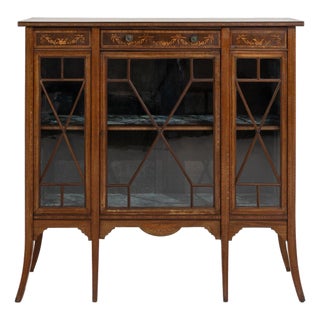 19th Century France Edwardian Brown Wood Display Cabinet For Sale