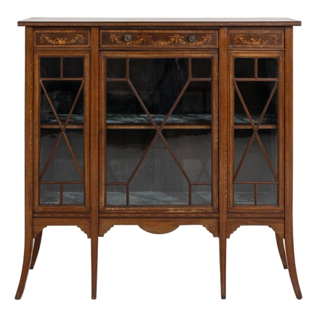 19th Century France Edwardian Brown Wood Display Cabinet For Sale