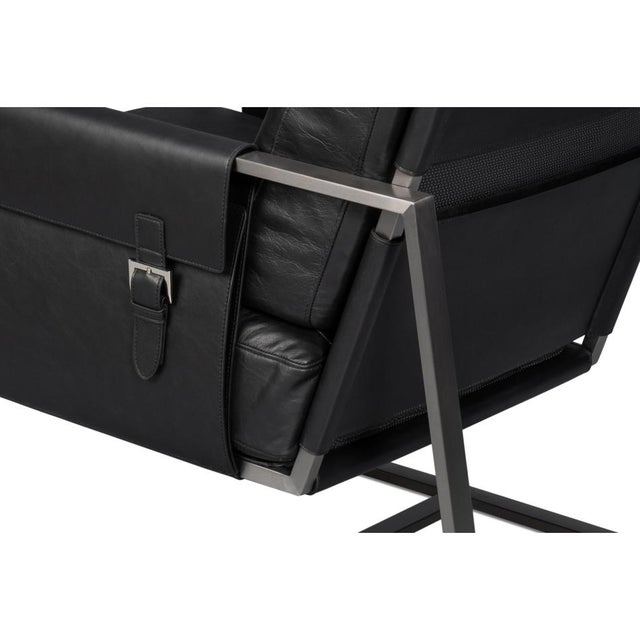 Black Black Leather Sling Accent Chair For Sale - Image 8 of 10