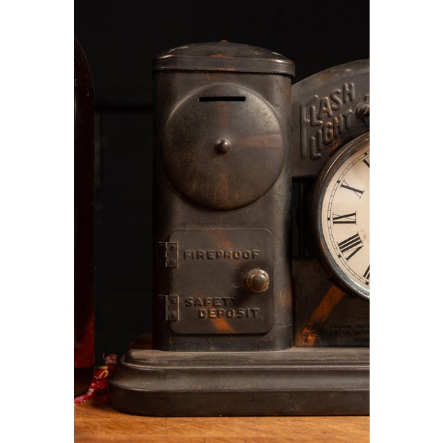 Early 20th Century Japanned Copper Alarm Clock Bank For Sale - Image 4 of 6