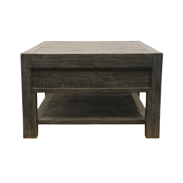Wood West Main Home Ashford Collection Contemporary Farmhouse Style 50" Reclaimed Wood Accent Coffee Table - Dark Gray Finish For Sale - Image 7 of 10