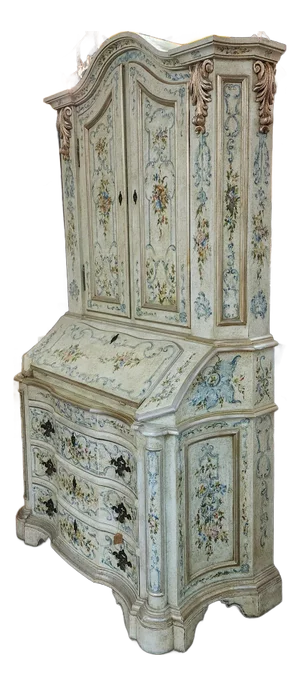 Hand Painted Italian Secretary Cabinet Desk