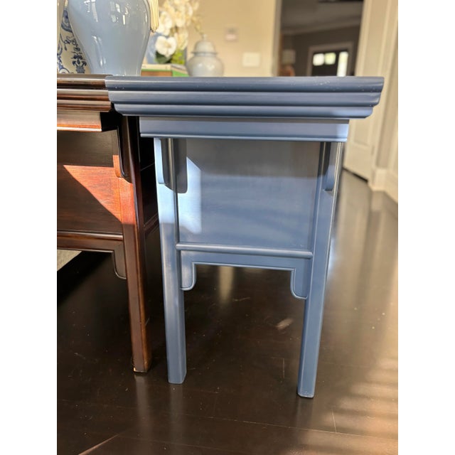 Late 20th Century Coastal Blue Chinoiserie Chic Pagoda Style Credenza by Century For Sale - Image 5 of 12