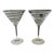 Pair of Vintage Mikasa Cheers- Spiral Etched Martini Glasses Modernist Barware For Sale