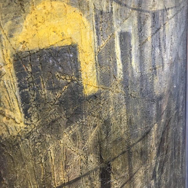 A dark and moody large scale oil on canvas painting. This studio art piece is intriguing and would make a statement in any...