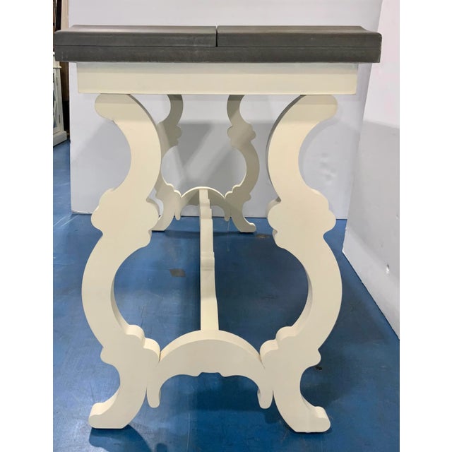 Transitional Transitional White and Gray Wood Flip Top Console Table For Sale - Image 3 of 4
