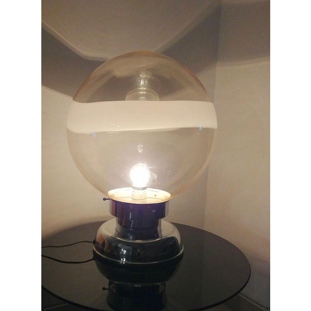 1960s Carlo Nason Handblown Murano Glass Sphere Table Lamp for Mazzega, Italy 1960s For Sale - Image 5 of 8