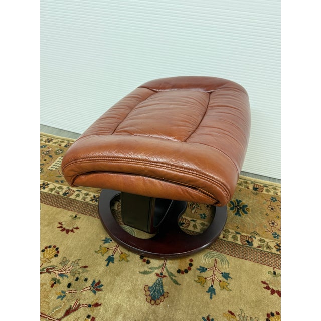 Ekornes ASA Stressless Faux Leather Footstool For Sale - Image 4 of 12