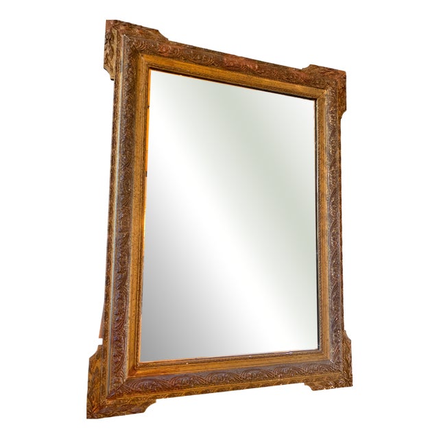 Napoleon III Mirror in Stuccoed and Patinated Wood For Sale