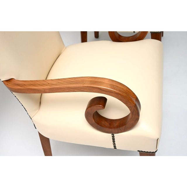 Brown Art Deco Walnut and Leather Armchairs, 1930, Set of 2 For Sale - Image 8 of 11