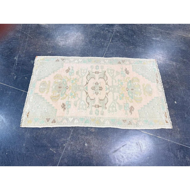 Turkish Mini Rug Oriental Hand Knotted Vintage Rug 1'9" x 2'11" #17947 For Sale - Image 4 of 8