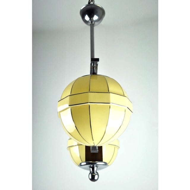 Mid-Century Modern Mid-Century Modern Chrome and Wood Ceiling Lamp For Sale - Image 3 of 11