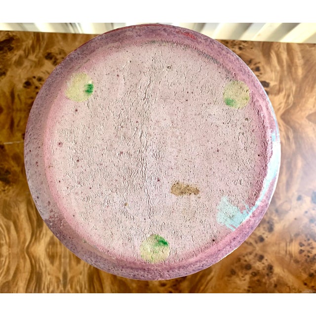 Pink & Teal Glazed Egyptian Clay Vase by Dick Studley For Sale In New York - Image 6 of 8