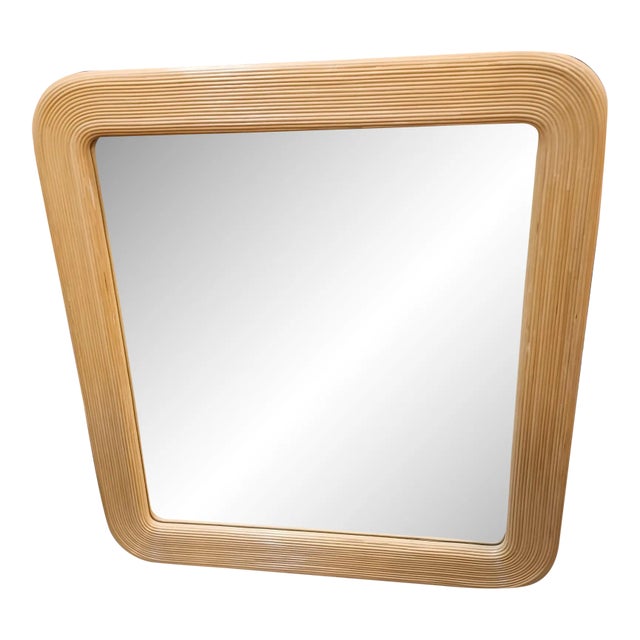 Late 20th Century Vintage Coastal Pencil Reed Square Wall Mirror For Sale