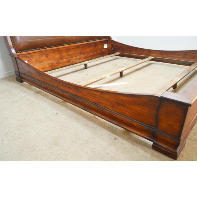 Brown Henredon Leather Sleigh King Bed For Sale - Image 8 of 16