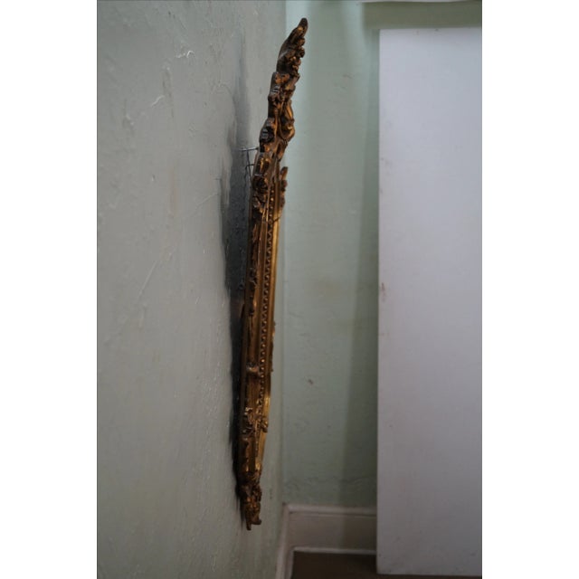 Rococo 1950s Gilt Wood Rococo Hanging Wall Mirror For Sale - Image 3 of 10